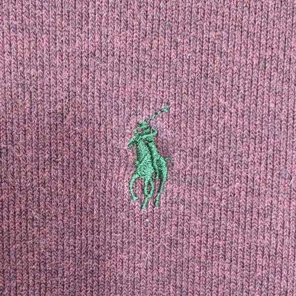 POLO BY RALPH LAUREN  Quarter Zip Cotton Knit Pullover Burgundy Size Small - Picture 7 of 9